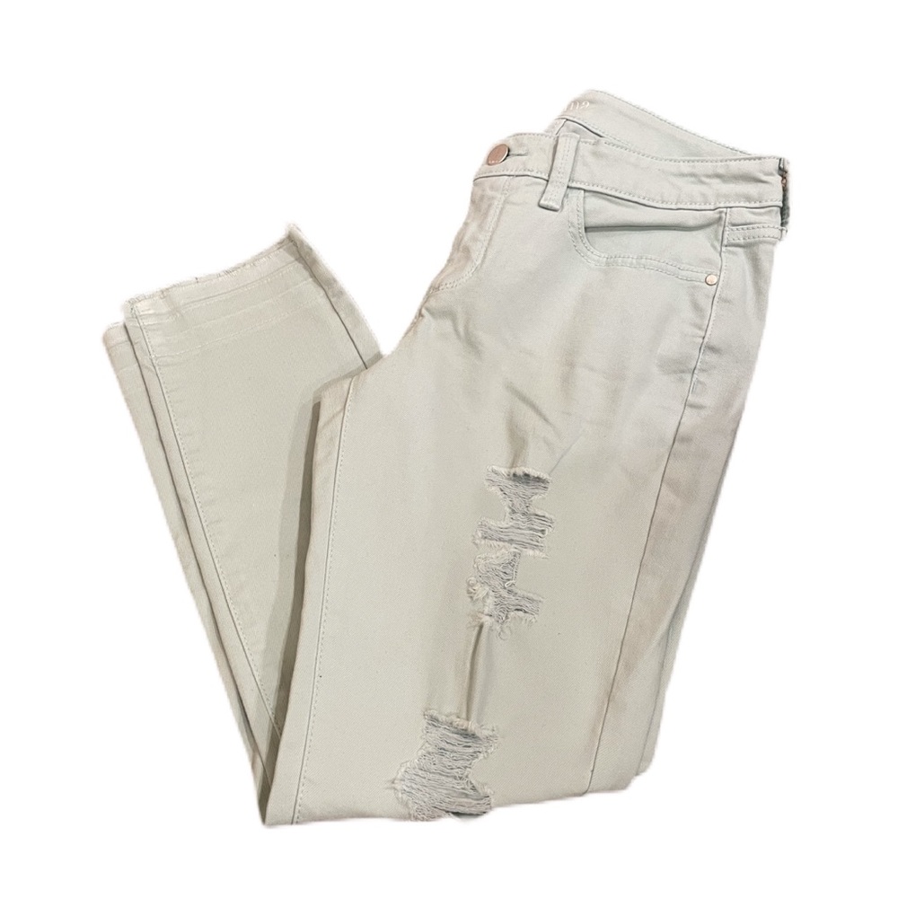 a.n.a. Pale Green Skinny Ankle Jeans